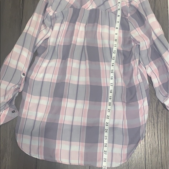 Kut from the Kloth Hannah Plaid Button Down Shirt Pink/Grey/White Size M - Picture 9 of 9